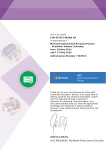 Microsoft Authorized Education Partner 2015/2016