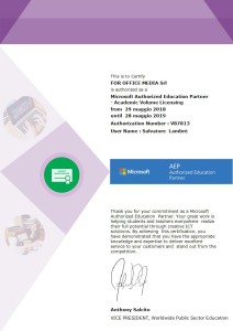 Microsoft Authorized Education Partner 2018/2019