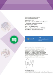 Microsoft Authorized Education Partner 2019/2020